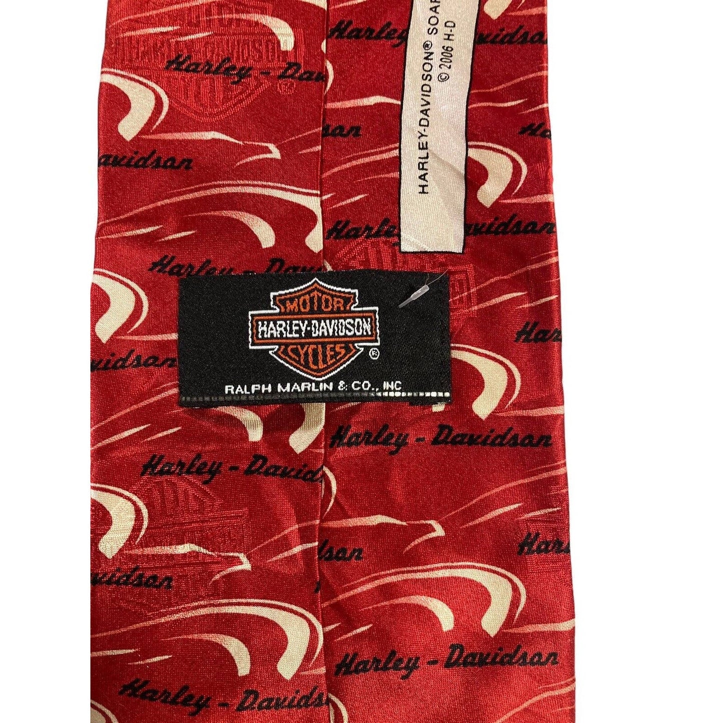 Ralph Marlin Harley Davidson Soaring Eagle Logo 2006 Novelty Necktie 100% Silk