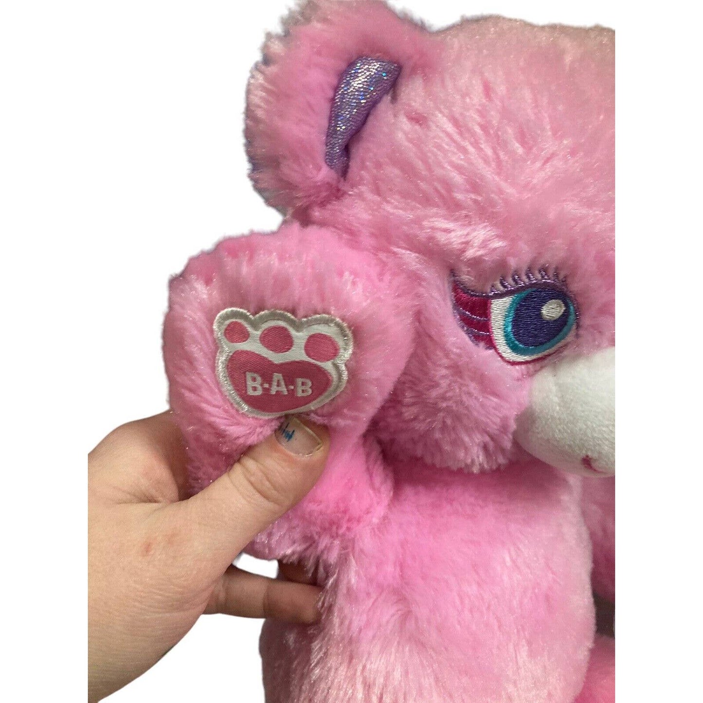 Build a Bear Pink Fairy Bear Beary Fairy Friends Plush with Purple Wings 16” BAB