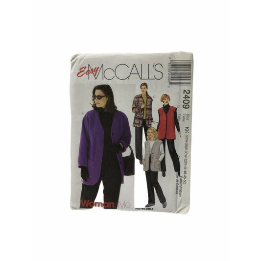 Mccalls 2409 Womens Jacket Vest Pull On Pants Sewing Pattern Size 26W-50