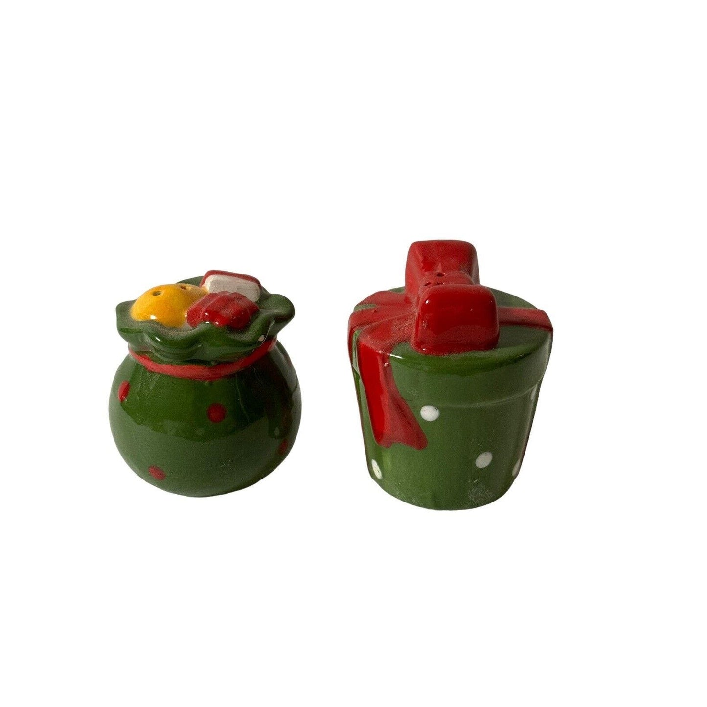 Christmas Presents Sack For Of Presents Ceramic Salt And Pepper Shakers 2”
