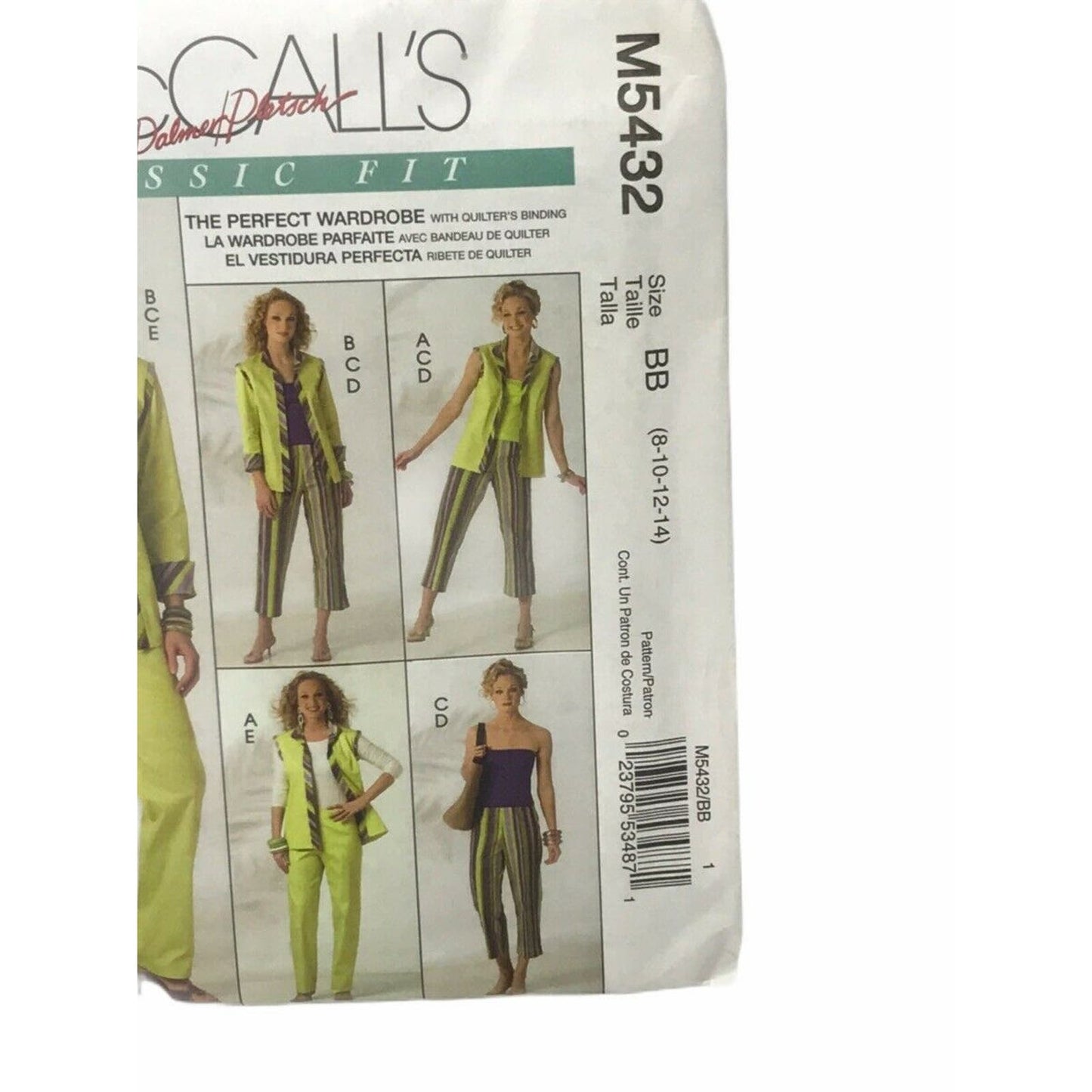 McCall M5432 VEST JACKET TOP PANT 16-24 bust 38-46 Sewing pattern 2007 Misses