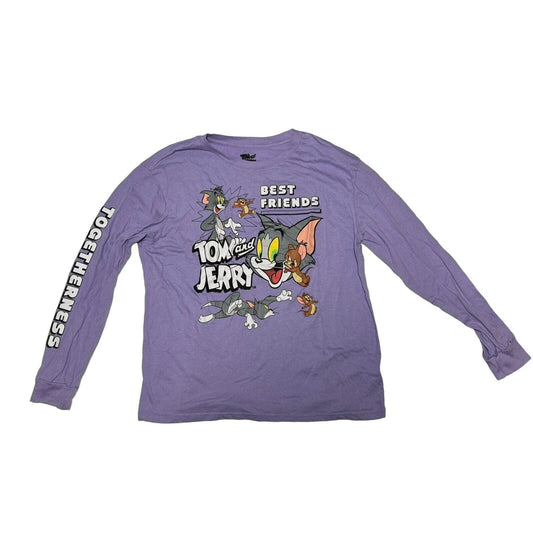 Tom And Jerry Cartoon Best Friends Cat Mouse Long Sleeve Purple Shirt XXL