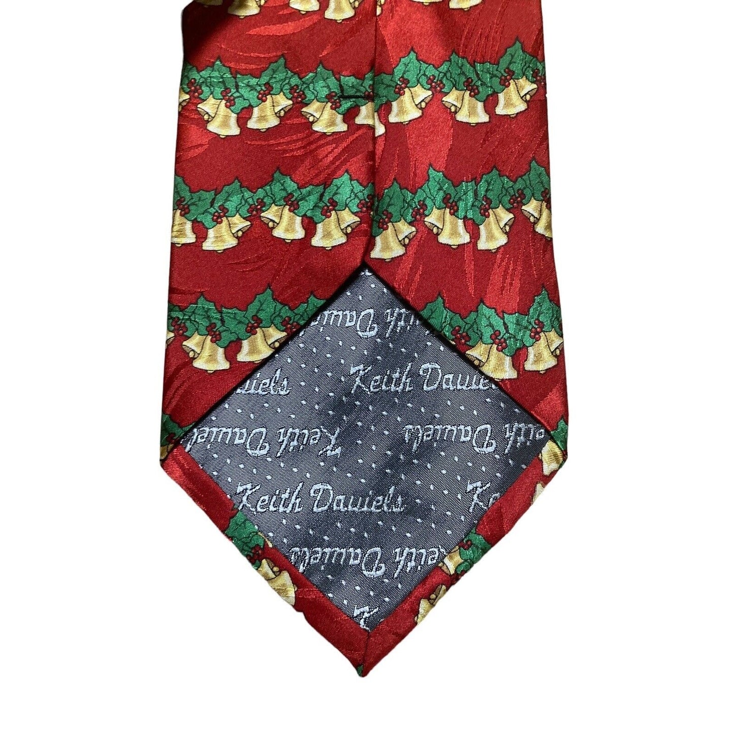 Keith Daniels Holiday Christmas Bells Holly Vintage Novelty Necktie 100% Silk