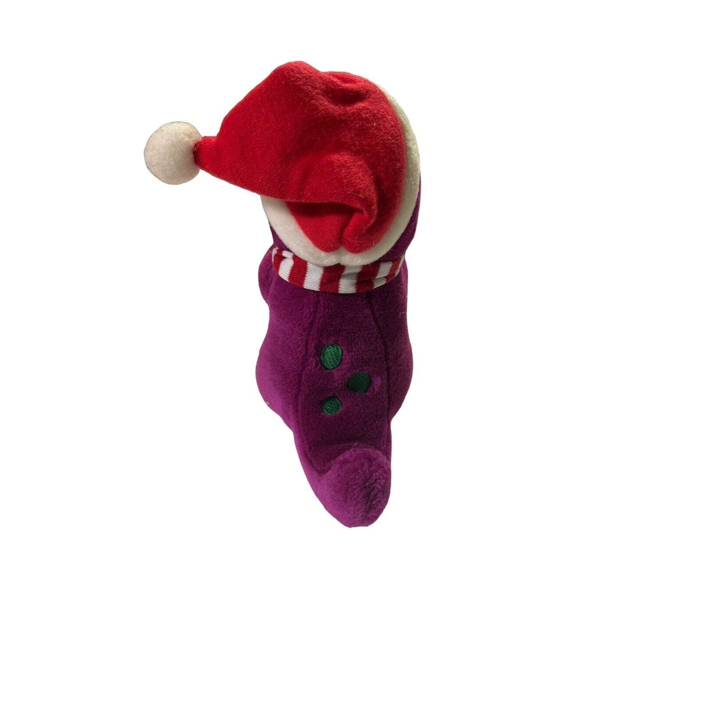 Vintage 1992 Lyon Group Barney 6” Christmas Stuffed Plush Doll Toy Scarf Hat