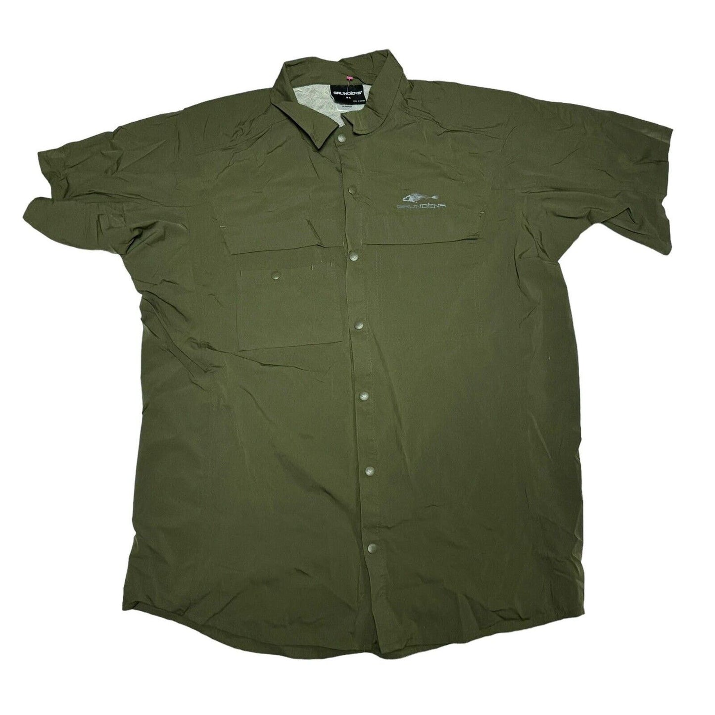 Grundens Mens Green Hooksetter Fishing Trail Camp Snap Up Vented Shirt Size XL