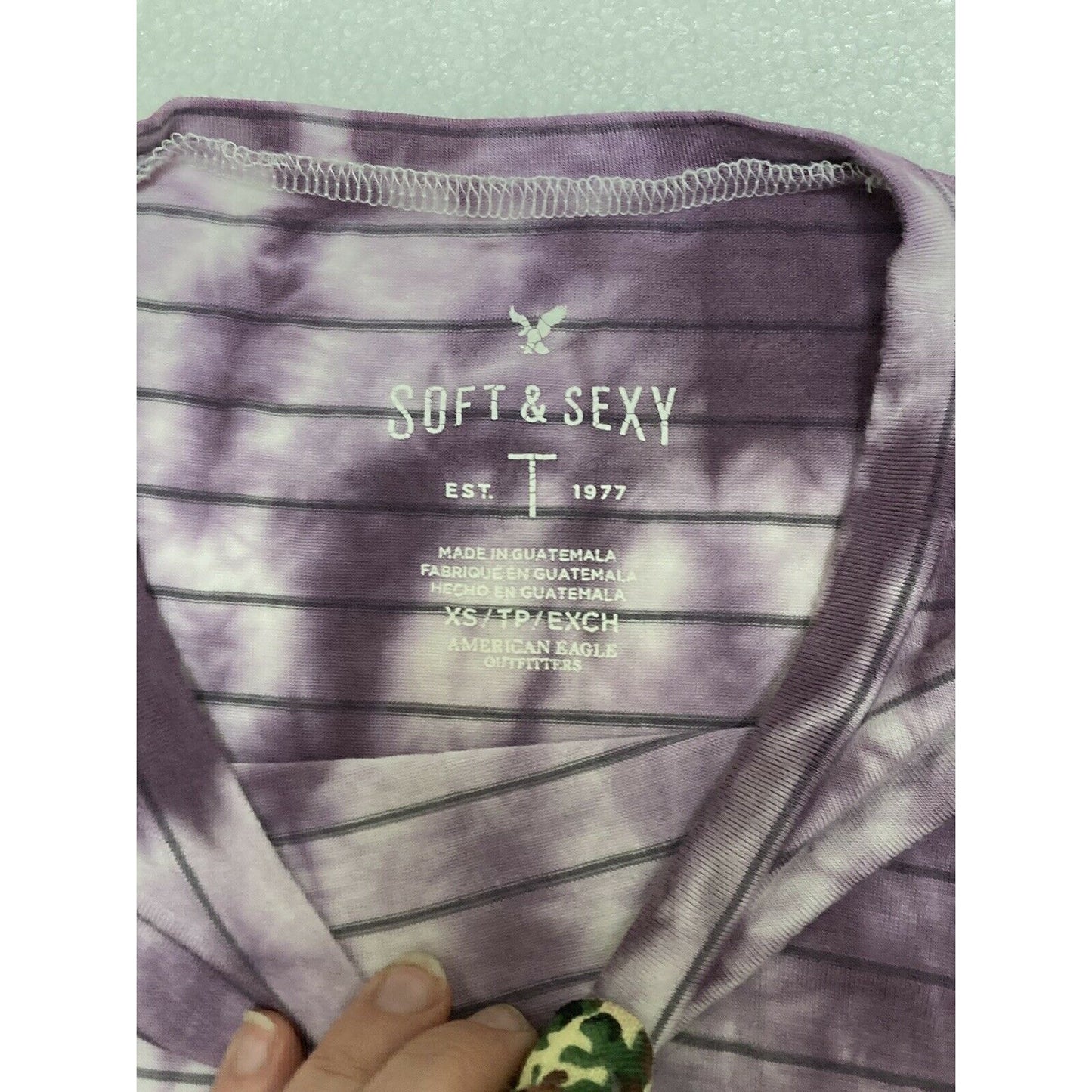 American Eagle Soft & Sexy Purple Tie Dye Striped Short Sleeve T Shirt XS