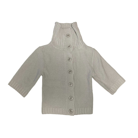 White House Black Market Chunky Grey Sweater Cardigan 3/4 Sleeves Size Medium