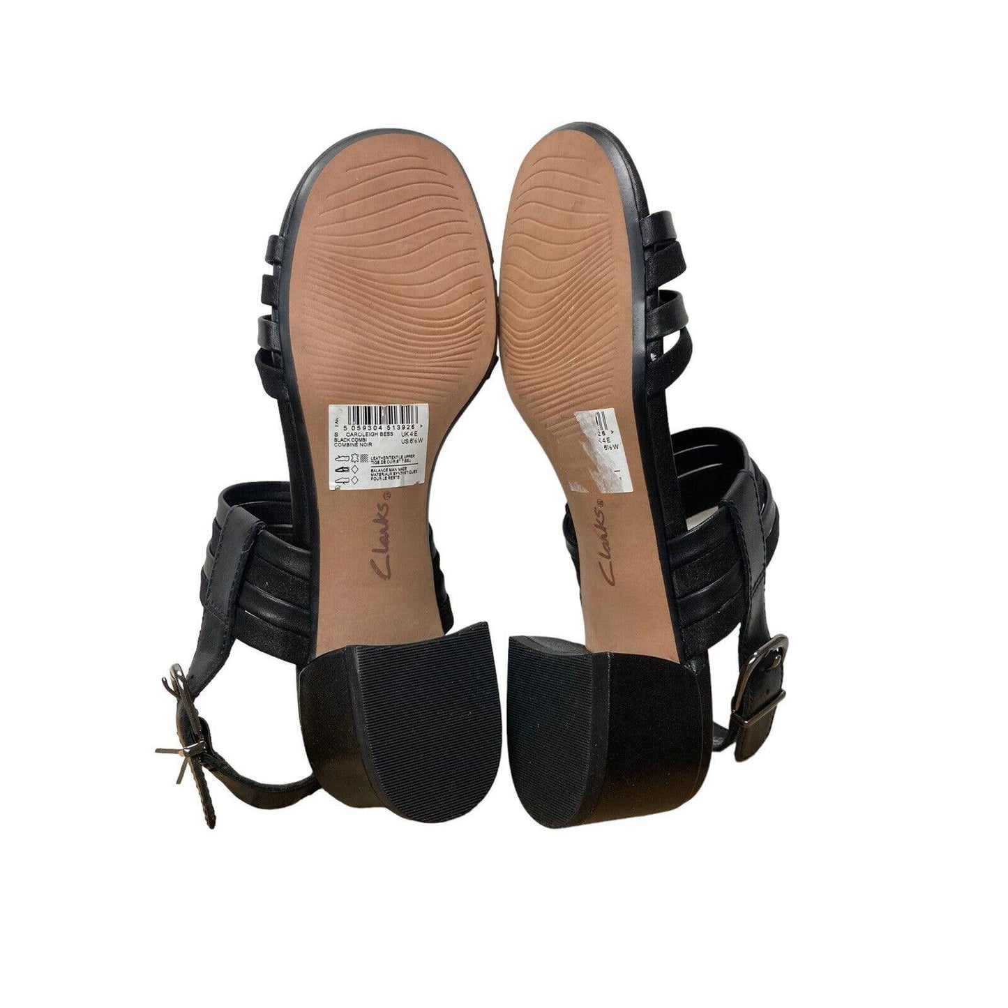 Clarks Womens Caroleigh Bess Black Slingbacks Heeled Sandals Size 6.5 (Wide)