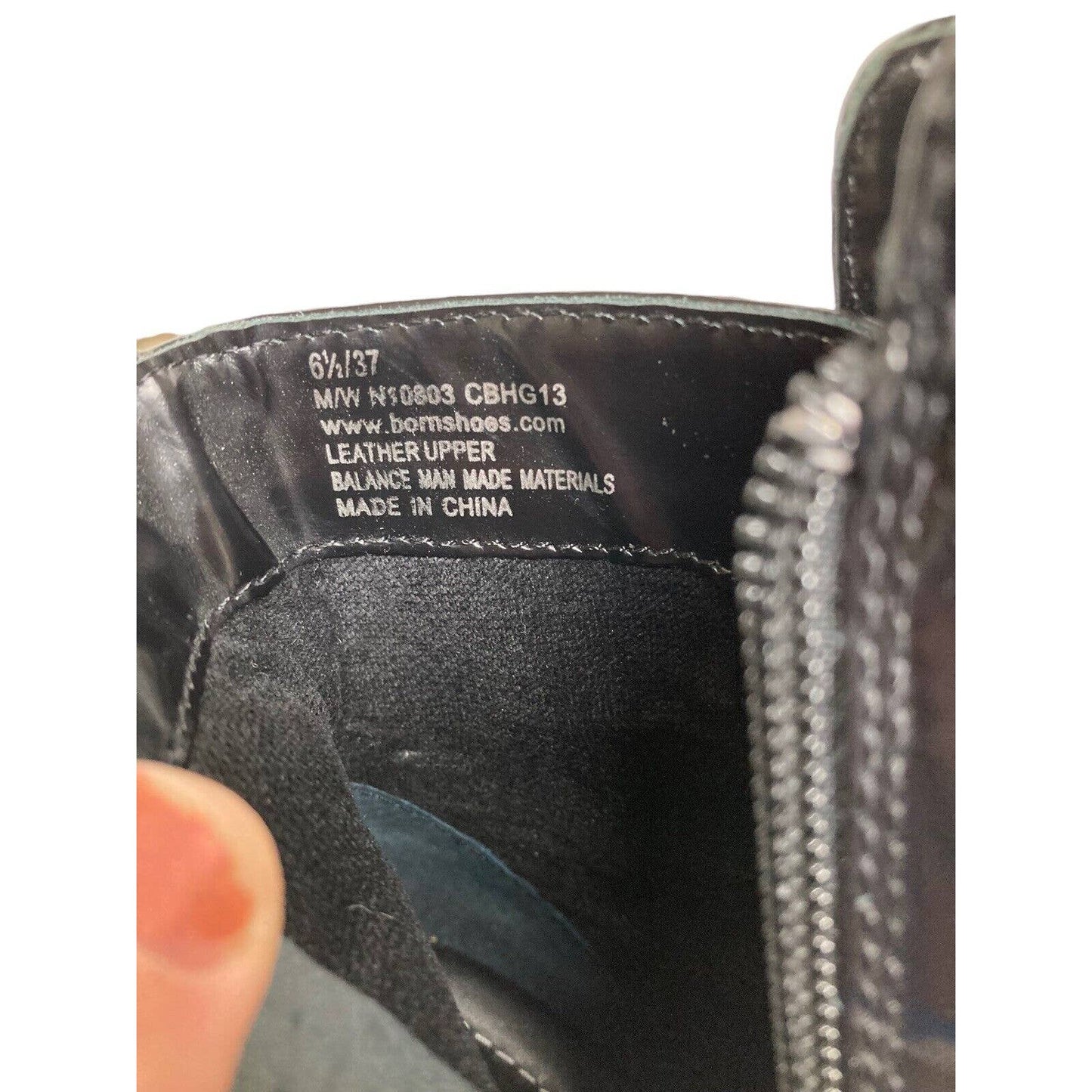 Born Crown Emie Ankle Booties Patent Box Calf Leather Boots Black Buckle sz 6.5