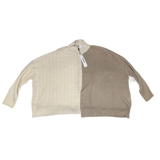 Vigoss Pieced Color Block Oversized Sweater Size XL Cream Beige
