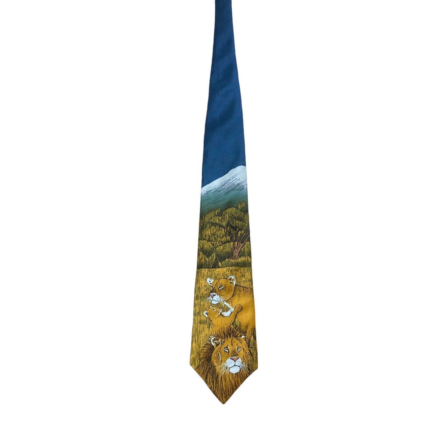 World Wildlife Fund WWF Lions Design NO 115 Novelty Necktie Vintage 100% Silk